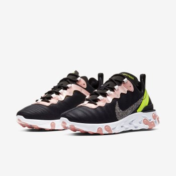 Nike React Element 55 Premium - Női Utcai Cipő - Fekete/Korall/Világos Rózsaszín